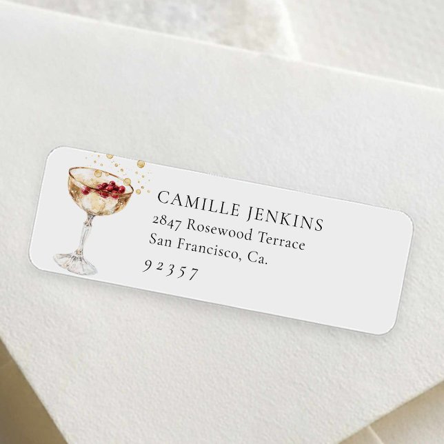 Winter Champagne Party Return Address Label (Holiday Cocktail Party Return Address Label)