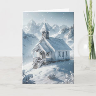 Winter Chapel In The Mountains Holiday Card