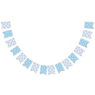 Winter checkered pattern snowman and snowflakes bunting 