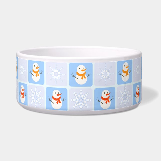 Winter chequered pattern snowman and snowflakes (Front)