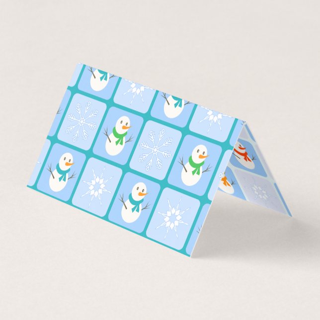 Winter chequered pattern snowman and snowflakes (Front)
