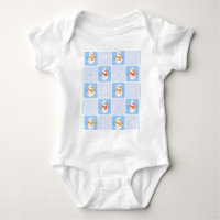 Winter chequered pattern snowman and snowflakes