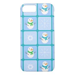 Winter chequered pattern snowman and snowflakes iPhone 8/7 case