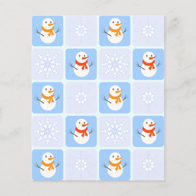 Winter chequered pattern snowman and snowflakes flyer (Back)