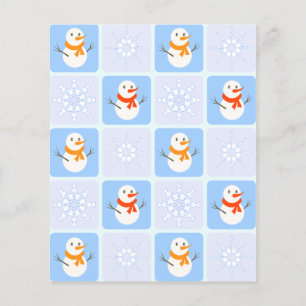 Winter chequered pattern snowman and snowflakes flyer