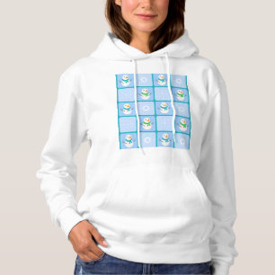 Winter chequered pattern snowman and snowflakes hoodie