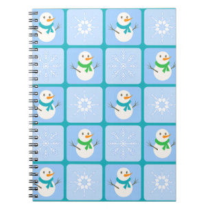 Winter chequered pattern snowman and snowflakes notebook