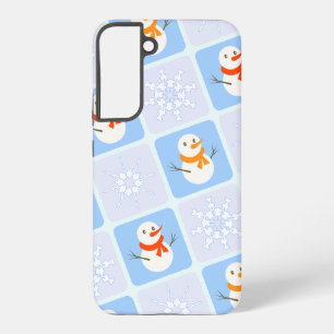 Winter chequered pattern snowman and snowflakes samsung galaxy case