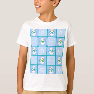 Winter chequered pattern snowman and snowflakes T-Shirt