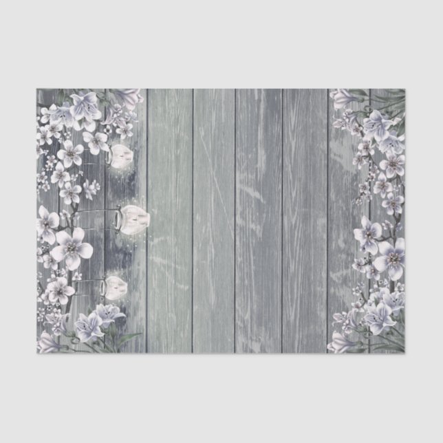 Winter Cherry Blossom Branches & Lanterns Wedding Tissue Paper (Front)