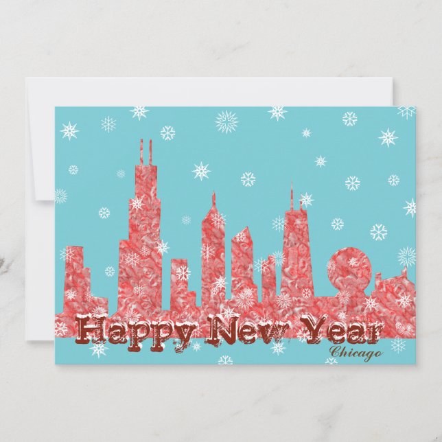 WInter Chicago Skyline Holiday card (Front)
