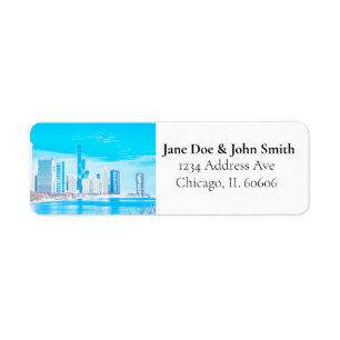 Winter Chicago Skyline Return Address Labels