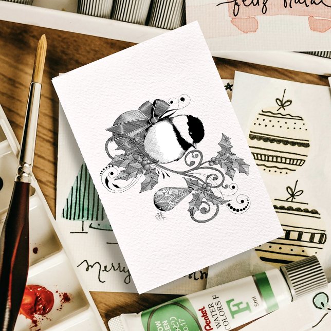 Winter Chickadee Christmas Rubber Stamp (Creator Uploaded)