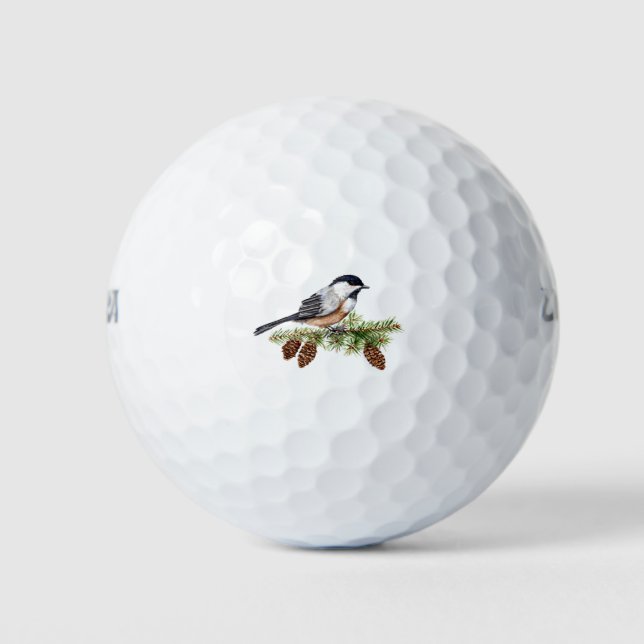 Winter Chickadee Golf Balls (Front)