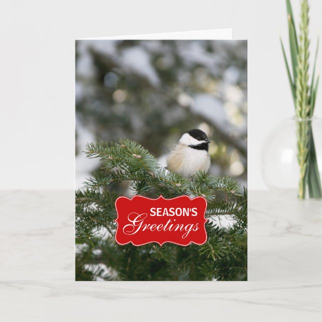 Winter Chickadee Holiday Greeting Card (Front)