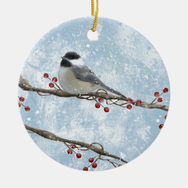 Winter Chickadee Ornament (Front)