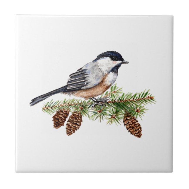 Winter Chickadee Tile (Front)