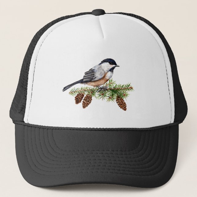 Winter Chickadee Trucker Hat (Front)