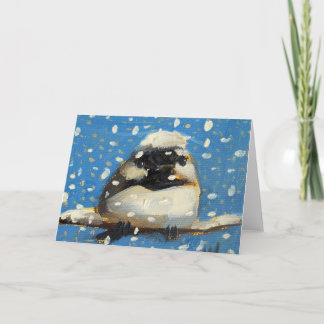 Winter Chickadee with Snowflakes Holiday Card