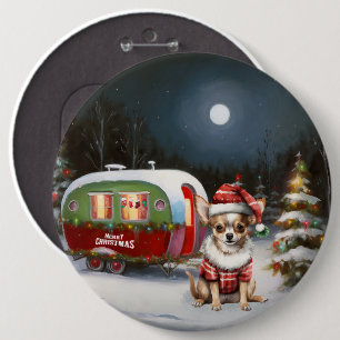 Winter Chihuahua Caravan Christmas Adventure  6 Cm Round Badge