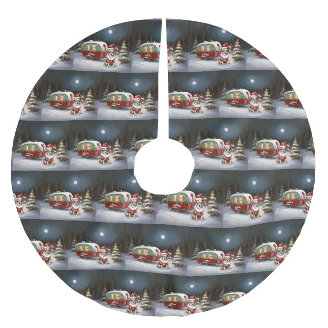 Winter Chihuahua Caravan Christmas Adventure  Brushed Polyester Tree Skirt (Front)