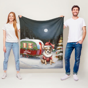 Winter Chihuahua Caravan Christmas Adventure  Fleece Blanket