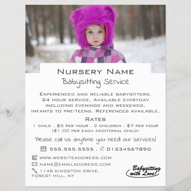 Winter Child, Babysitter, Daycare, Nursery Advert Flyer (Front)