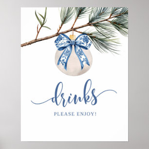 Winter Chinoiserie Bow Drinks Party Sign