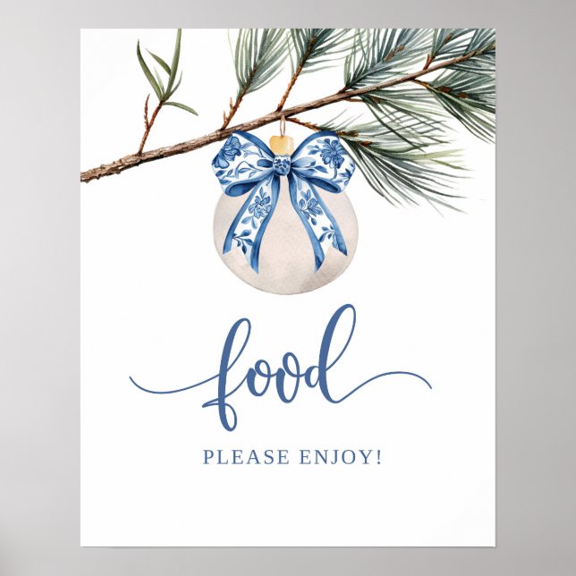 Winter Chinoiserie Bow Food Party Sign (Front)
