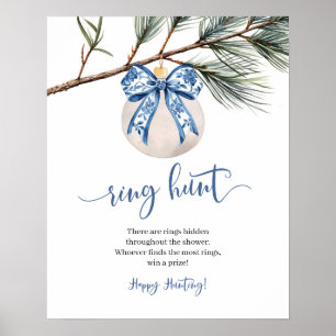 Winter Chinoiserie Bow Ring Hunt Game Sign