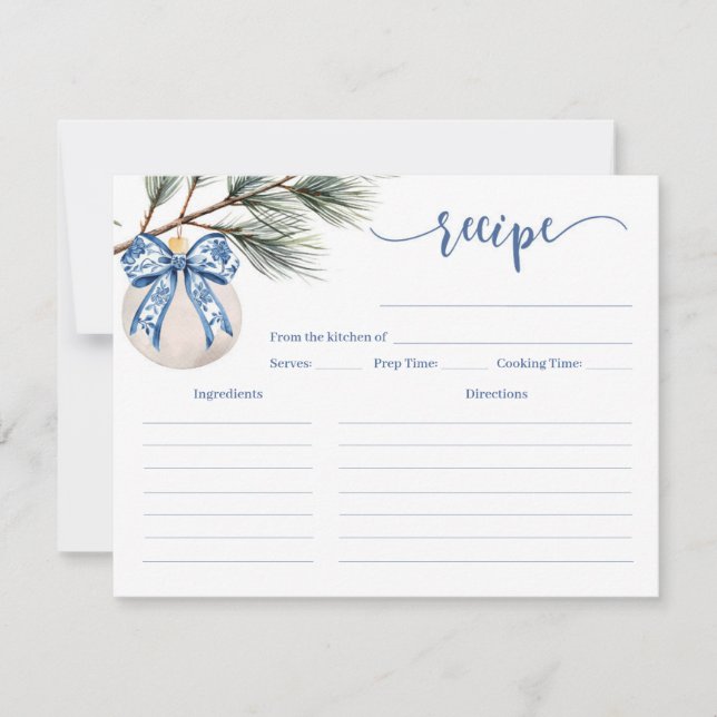 Winter Chinoiserie Bridal Shower Recipe Card (Front)