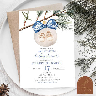Winter Chinoiserie Merry Little Baby Shower Invitation