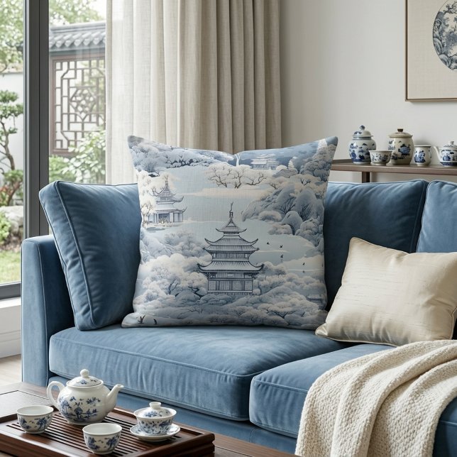 Winter Chinoiserie Pagoda  Cushion (Creator Uploaded)