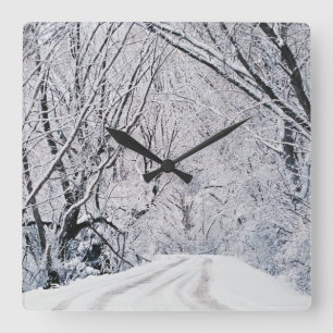winter christmas 96 square wall clock