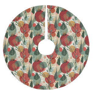 Winter / Christmas Abstract Tiled Art Brushed Polyester Tree Skirt