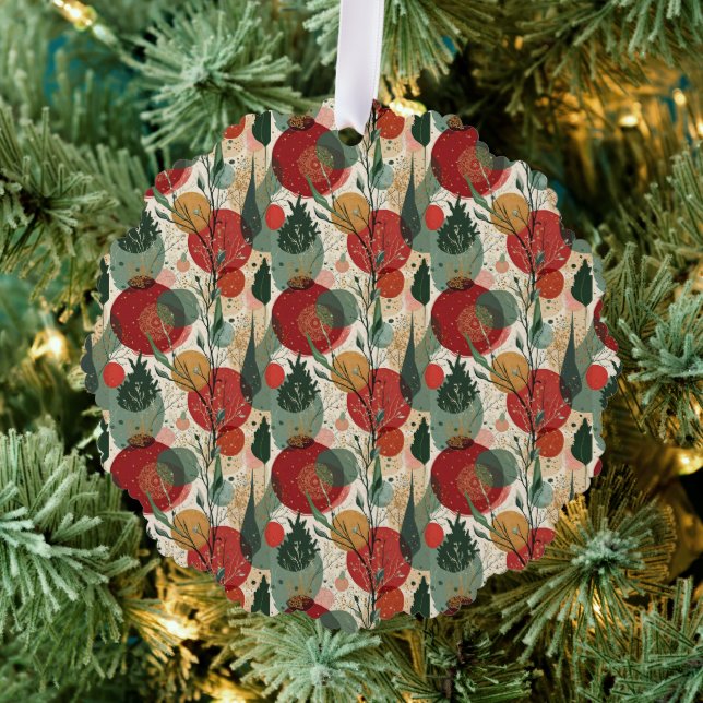 Winter / Christmas Abstract Tiled Art Tree Decoration Card (Insitu (Tree))