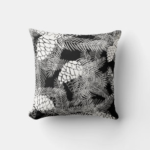 Winter Christmas abstract white pine cones tree pr Cushion