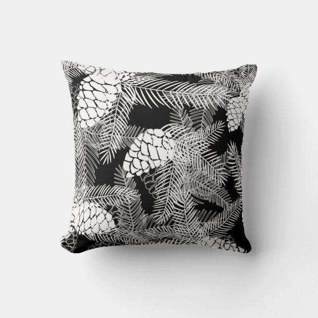 Winter Christmas abstract white pine cones tree pr Cushion (Front)