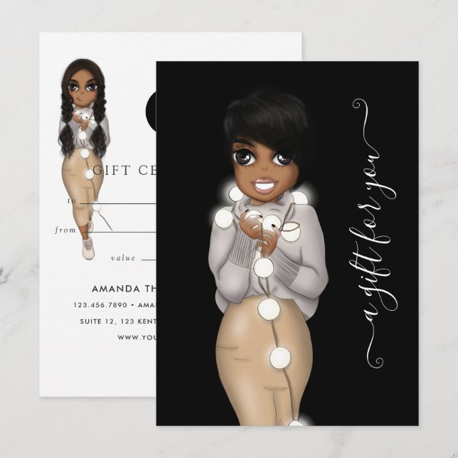 Winter Christmas African American Planner Doll (Front/Back)