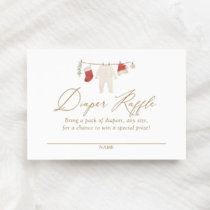 Winter Christmas Baby Clothes Diaper Raffle Ticket Enclosure Card
