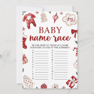 Winter Christmas Baby Name Race Baby Shower Game Invitation