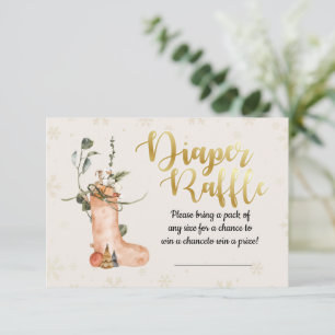 Winter Christmas Baby Shower Diaper Raffle Card