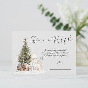 Winter Christmas Baby Shower Diaper Raffle Card