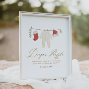 Winter Christmas Baby Shower Diaper Raffle Sign