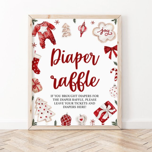 Winter Christmas Baby Shower Diaper Raffle Sign (Creator Uploaded)