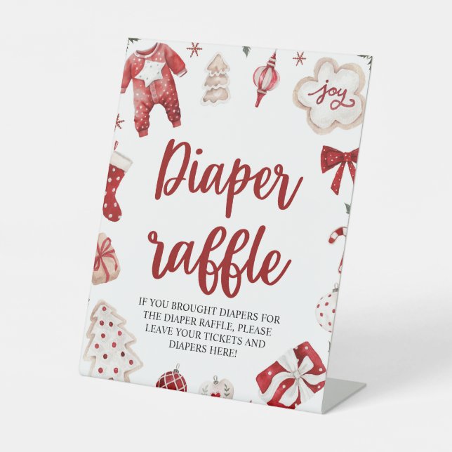 Winter Christmas Baby Shower Diaper Raffle Sign (Front)