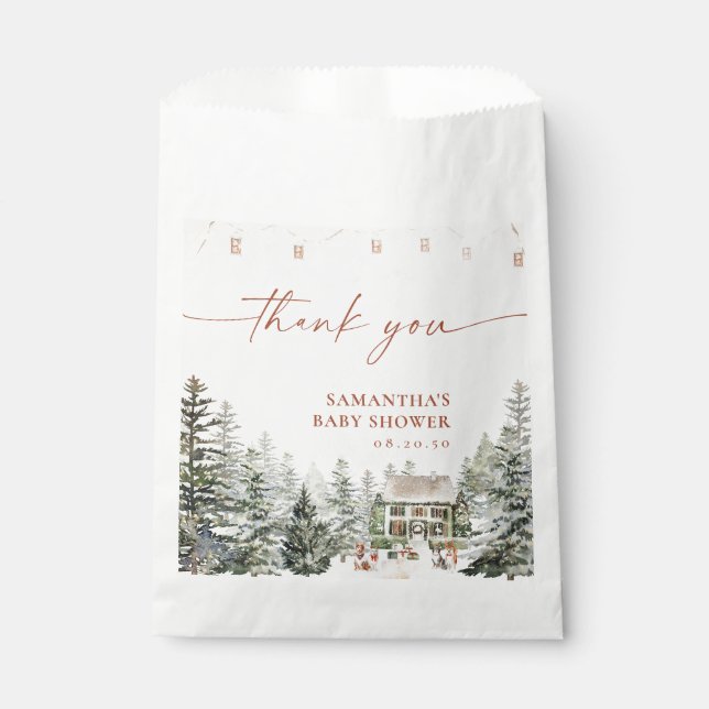 Winter Christmas Baby Shower Favour Bag (Front)