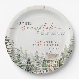 Winter Christmas Baby Shower Paper Plates