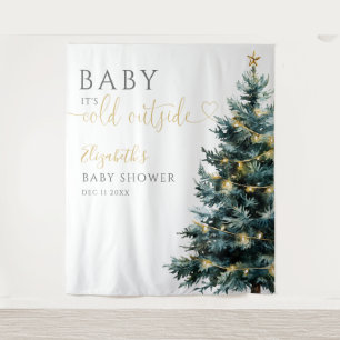 Winter Christmas Baby Shower Photo Backdrop Tapestry