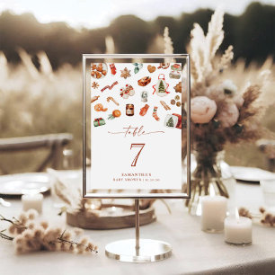 Winter Christmas Baby Shower Table Number Card